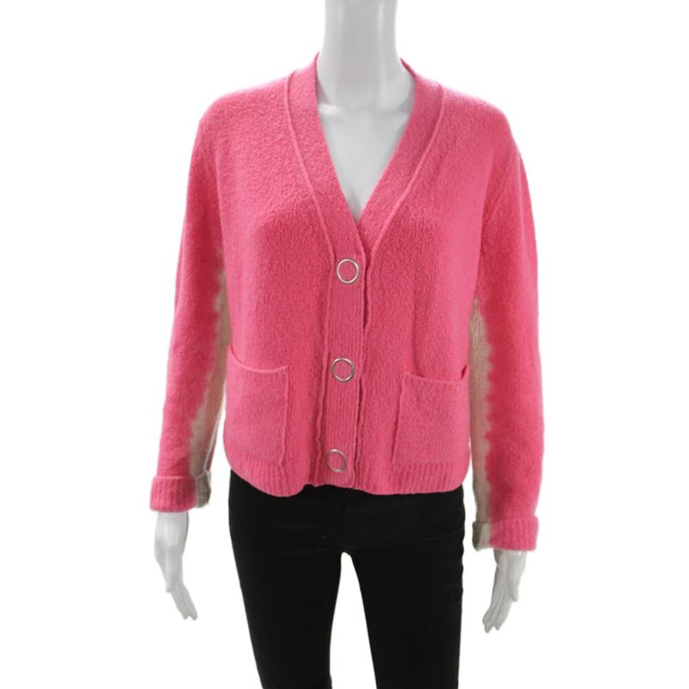 Aviu Womens Cashmere Pink V-Neck Solid Long Sleeve Cardigan Size 40